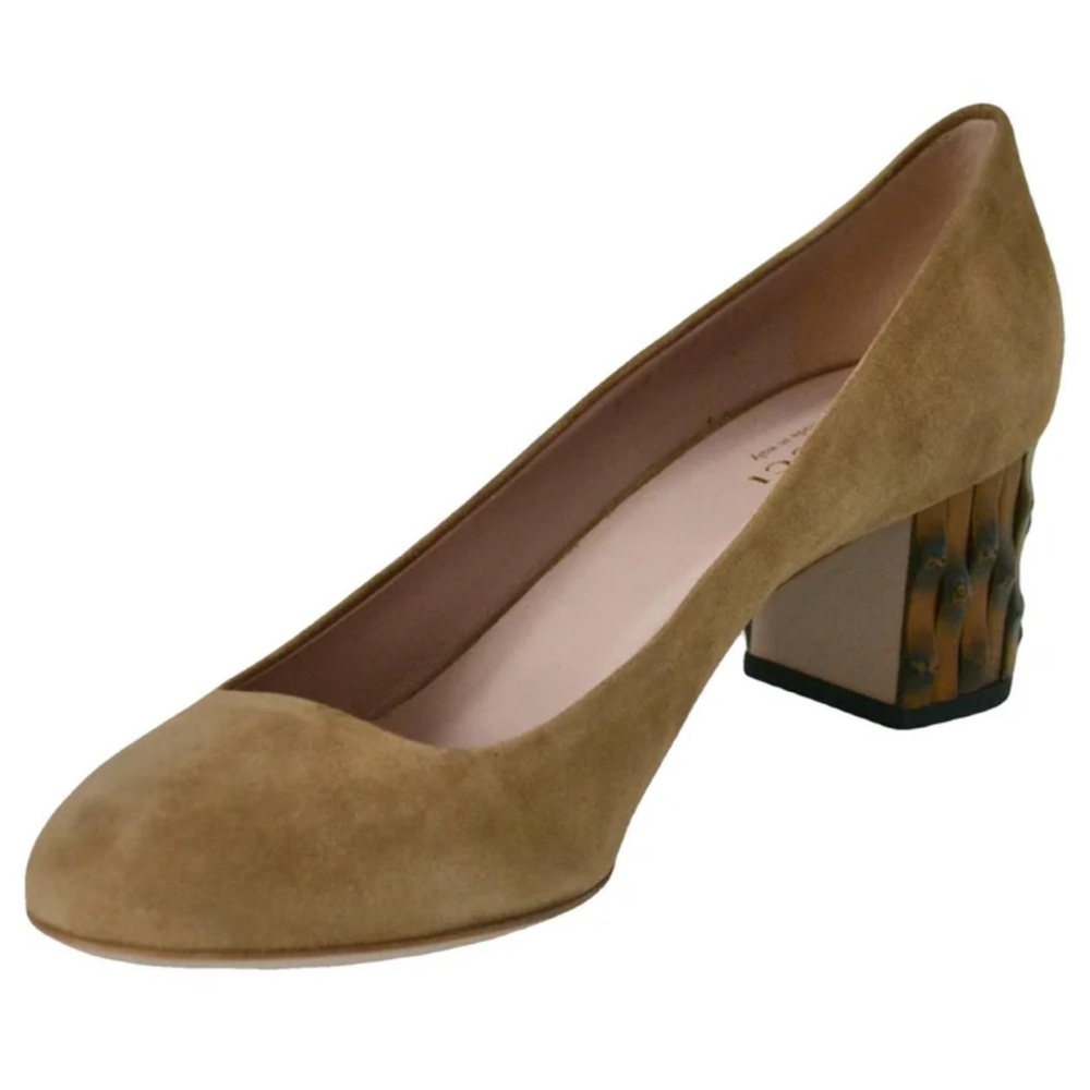 Gucci Suede Dahlia Bamboo Heels - Picture 3 of 14